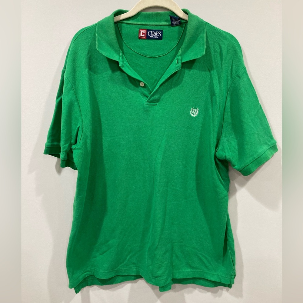 Chaps Green Polo Shirt Short Sleeve Large